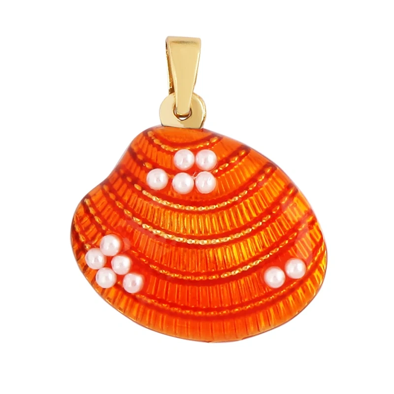 Blue Ocean Shell Animal Dolphin Tropical Fish Bone Seastar Shrimp Charm Pendant,18K Gold Plated Zircon Jewelry Findings L34