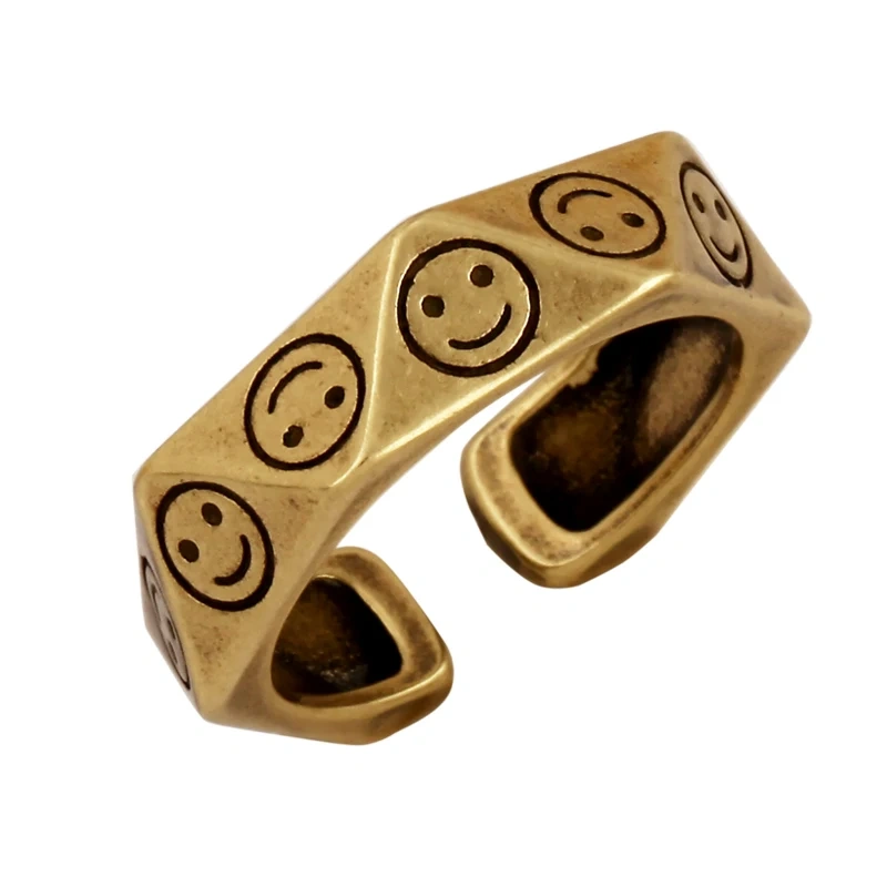 Fashion Romantic Sweet Flower  Happy Face Angel Finger Ring,18K Gold Plated Zircon Open Adjustable Rings Jewelry Findings P17