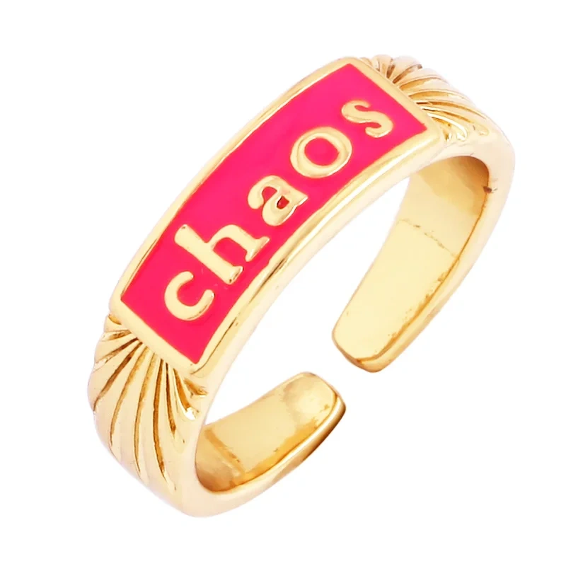 BABY LOVE HOPE DREAMER CHAOS Letter Charm Finger Ring,Colourful Enamel Coated Open Adjustable Rings Jewelry Findings Supplies