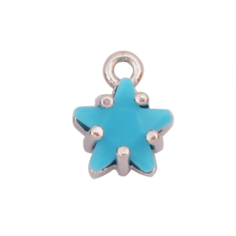 Mini Geometry Bezel Star Charm Pendant with Glass,Earring Attachment,18K Gold Plated CZ Pave Jewelry Findings Accessories K48