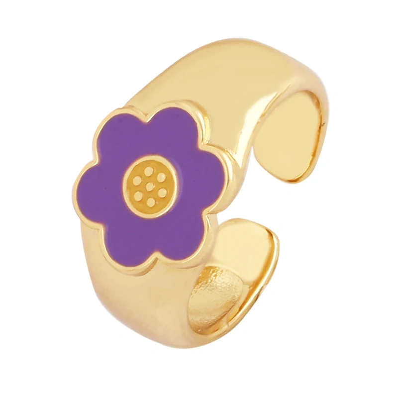 Fashion Romantic Sweet Flower  Happy Face Angel Finger Ring,18K Gold Plated Zircon Open Adjustable Rings Jewelry Findings P17