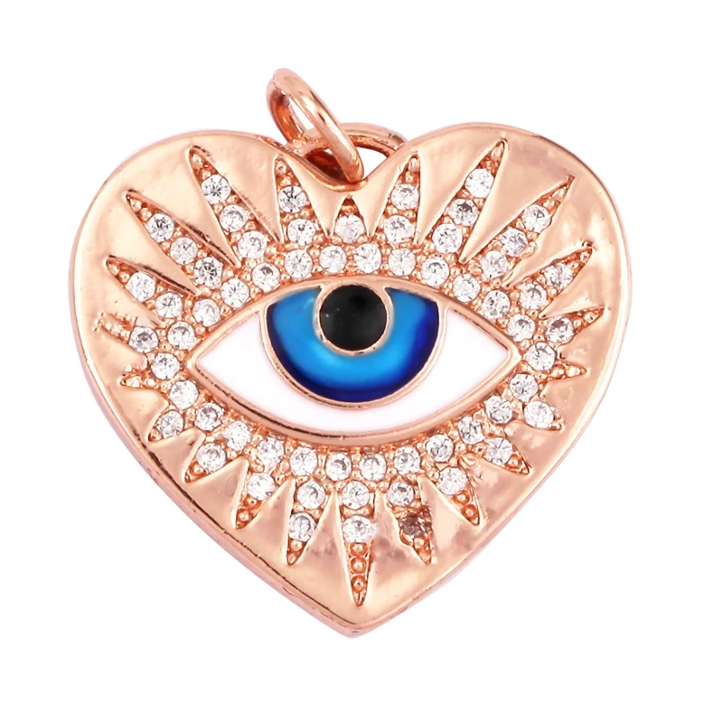 Evil Eye Charm Pendant,18K Real Gold Plated Cubic Zirconia CZ Paved Religours,Jewelry Necklace Bracelet Accessories Supplies K09