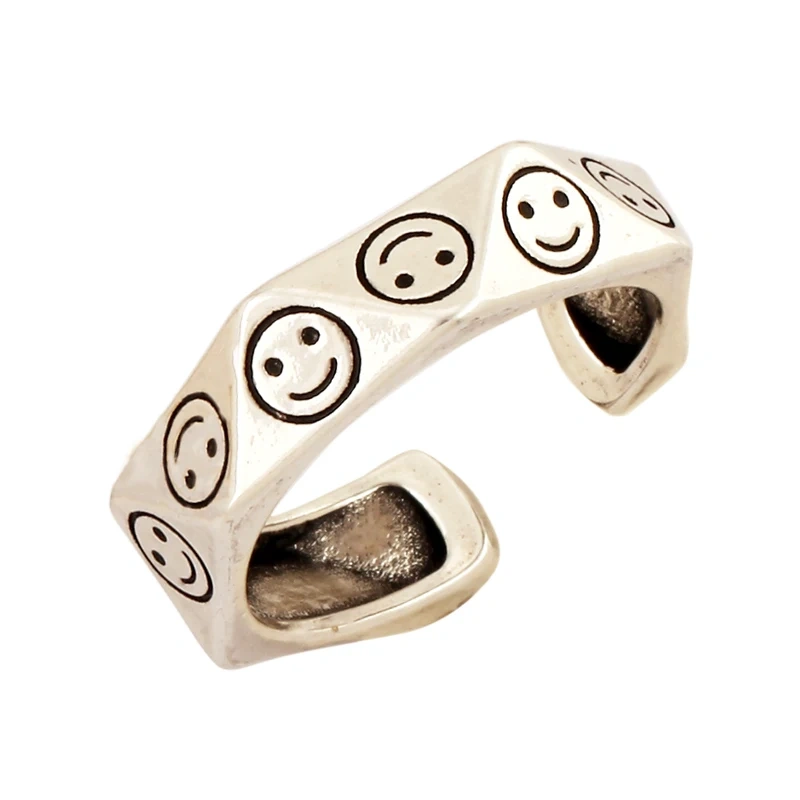 Fashion Romantic Sweet Flower  Happy Face Angel Finger Ring,18K Gold Plated Zircon Open Adjustable Rings Jewelry Findings P17