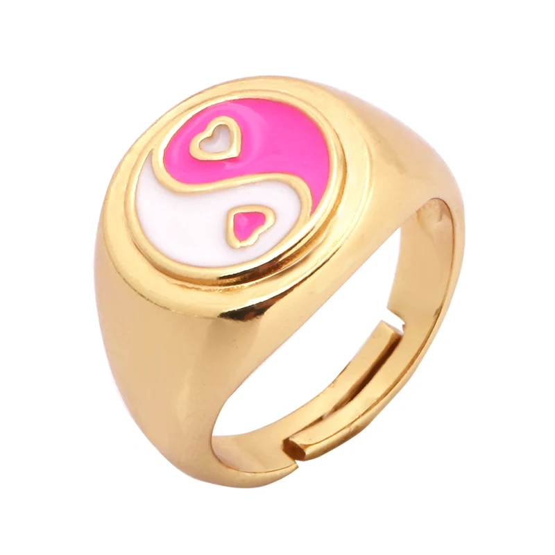 Daisy Flower Ladybug Butterfly Heart Taiji Clover Finger Ring Antique Grandma's Women's Adjustable Ring Girl Party Jewelry