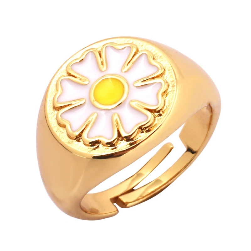 Daisy Flower Ladybug Butterfly Heart Taiji Clover Finger Ring Antique Grandma's Women's Adjustable Ring Girl Party Jewelry