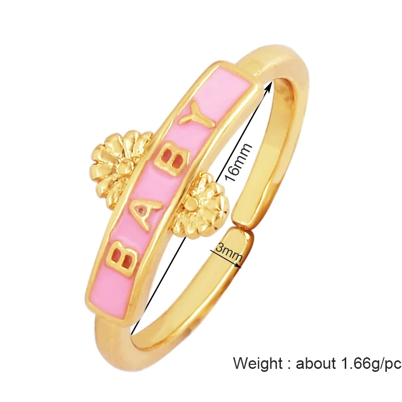 BABY LOVE HOPE DREAMER CHAOS Letter Charm Finger Ring,Colourful Enamel Coated Open Adjustable Rings Jewelry Findings Supplies