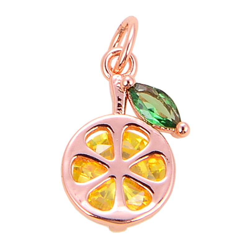 Mini Cute Colourful Zircon Cherry Strawberry Grape Fruit Charm Pendant,Sweet 18K Gold Plated Brass Necklace for Jewelry Findings