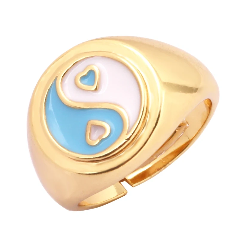 Daisy Flower Ladybug Butterfly Heart Taiji Clover Finger Ring Antique Grandma's Women's Adjustable Ring Girl Party Jewelry