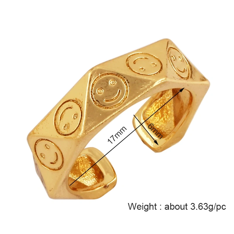 Fashion Romantic Sweet Flower  Happy Face Angel Finger Ring,18K Gold Plated Zircon Open Adjustable Rings Jewelry Findings P17