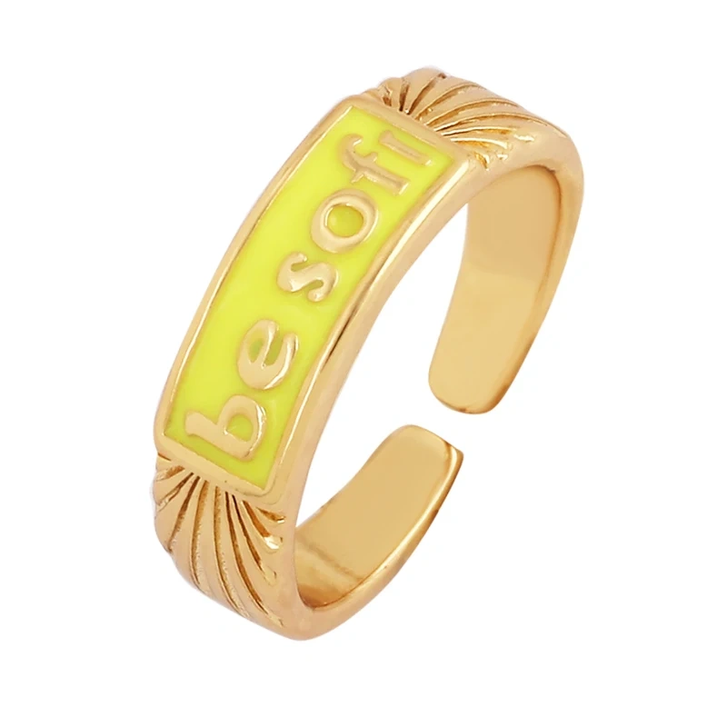 BABY LOVE HOPE DREAMER CHAOS Letter Charm Finger Ring,Colourful Enamel Coated Open Adjustable Rings Jewelry Findings Supplies