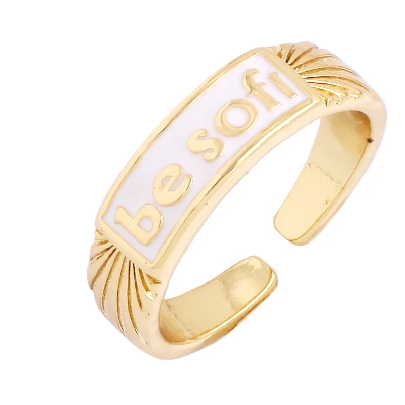 BABY LOVE HOPE DREAMER CHAOS Letter Charm Finger Ring,Colourful Enamel Coated Open Adjustable Rings Jewelry Findings Supplies