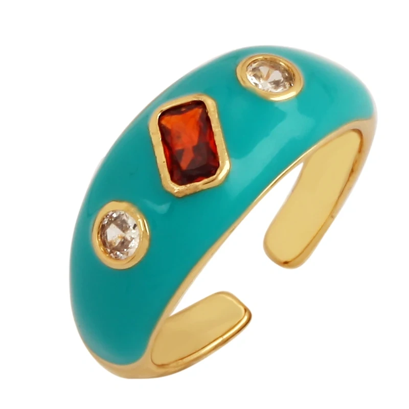 Fashion Romantic Sweet Flower  Happy Face Angel Finger Ring,18K Gold Plated Zircon Open Adjustable Rings Jewelry Findings P17