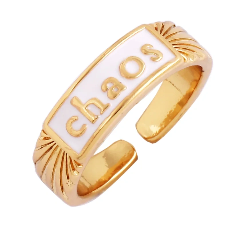 BABY LOVE HOPE DREAMER CHAOS Letter Charm Finger Ring,Colourful Enamel Coated Open Adjustable Rings Jewelry Findings Supplies
