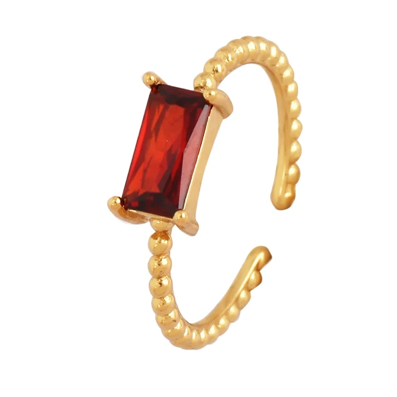 Love Heart Water Drop Brass 18K Gold Plated Finger Ring,Fashion Colorful Zircon Open Adjustable Rings Charm Jewelry Findings P03