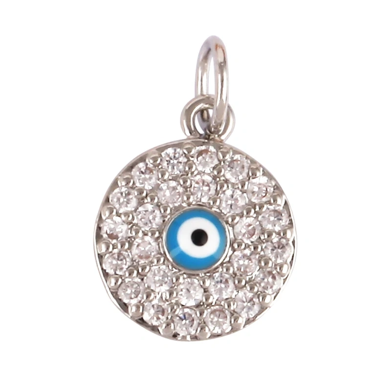 Evil Eye Charm Pendant,18K Real Gold Plated Cubic Zirconia CZ Paved Religours,Jewelry Necklace Bracelet Accessories Supplies K09