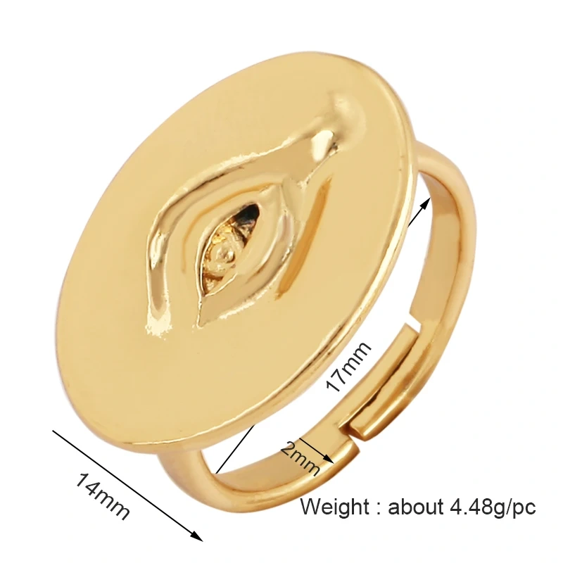 Trendy Mashup Style Punk Eye Colorful Finger Ring,18K Gold Plated Zircon Open Adjustable Rings Charm Jewelry Findings Supply P30