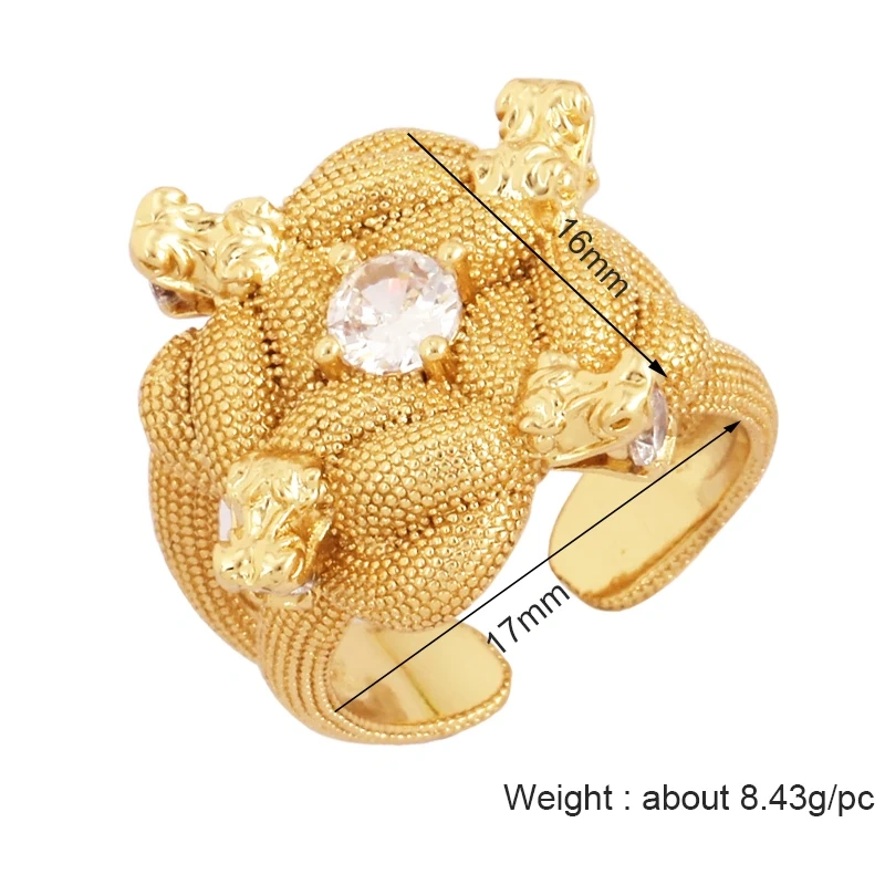 Luxurious Full Pave CZ Gem Style Finger Ring, Flower Butterfly Minimalist Blue Green Summer Beach Party Jewelry Wholesale P03