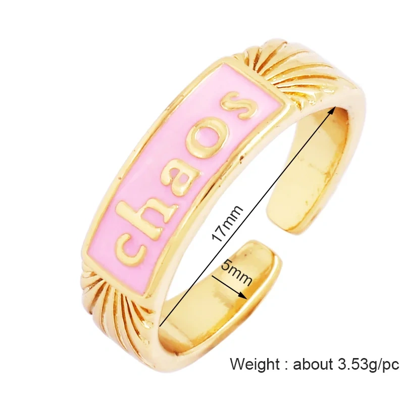 BABY LOVE HOPE DREAMER CHAOS Letter Charm Finger Ring,Colourful Enamel Coated Open Adjustable Rings Jewelry Findings Supplies