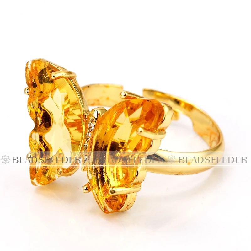 Butterfly Finger Ring Mariposa Fashion Romantic Sweet Colorful Transparent Crystal Women's Adjustable Ring Girl Party Jewelry