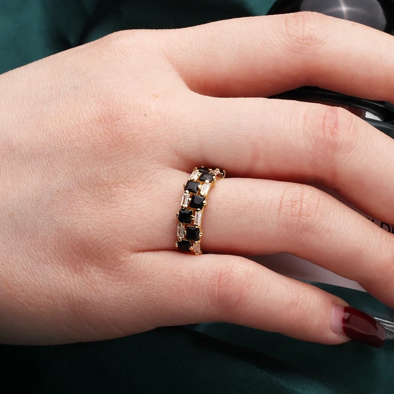 Luxurious Full Pave CZ Gem Style Finger Ring, Flower Butterfly Minimalist Blue Green Summer Beach Party Jewelry Wholesale P03