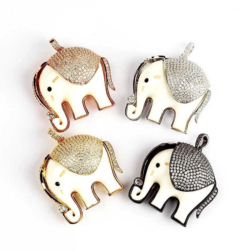 Swallow Tiger Leopard 3D Buffalo Cow Bull Head Elephant Animal Charm Pendant,18K Gold Plated Zircon Necklace Jewelry Supply