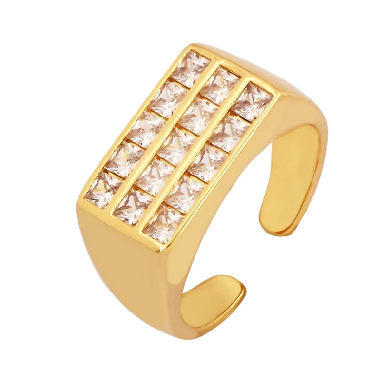 Luxurious Full Pave CZ Gem Style Finger Ring, Flower Butterfly Minimalist Blue Green Summer Beach Party Jewelry Wholesale P03