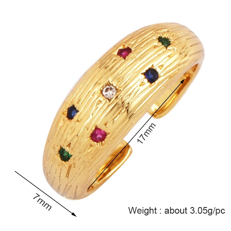 Trendy Mashup Style Punk Eye Colorful Finger Ring,18K Gold Plated Zircon Open Adjustable Rings Charm Jewelry Findings Supply P30