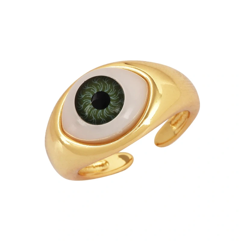 Trendy Colourful Enamel Coated Zircon Finger Ring,Eye Hand Heart Star Pattern Gold Plated Rings Jewelry Findings Supplies P32