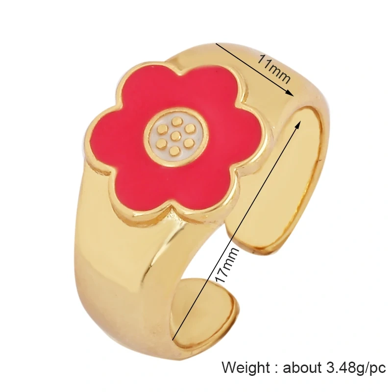 Fashion Romantic Sweet Flower  Happy Face Angel Finger Ring,18K Gold Plated Zircon Open Adjustable Rings Jewelry Findings P17