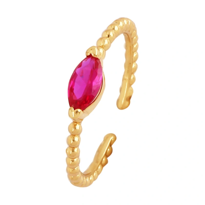 Love Heart Water Drop Brass 18K Gold Plated Finger Ring,Fashion Colorful Zircon Open Adjustable Rings Charm Jewelry Findings P03