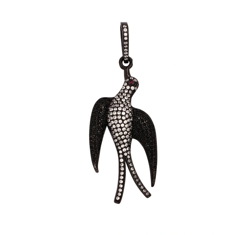 Swallow Tiger Leopard 3D Buffalo Cow Bull Head Elephant Animal Charm Pendant,18K Gold Plated Zircon Necklace Jewelry Supply