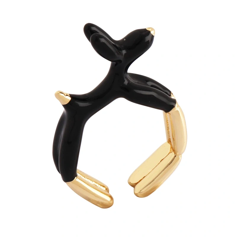 Ballon Dog Pet Puppy Enamel Finger Ring, Neon Pink Orange Blue Pendant Oil Dropped, Sweet  Party Jewelry Wholesale P03