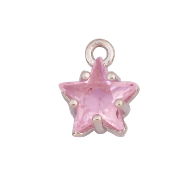 Mini Geometry Bezel Star Charm Pendant with Glass,Earring Attachment,18K Gold Plated CZ Pave Jewelry Findings Accessories K48