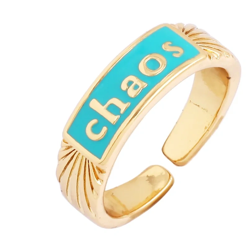 BABY LOVE HOPE DREAMER CHAOS Letter Charm Finger Ring,Colourful Enamel Coated Open Adjustable Rings Jewelry Findings Supplies
