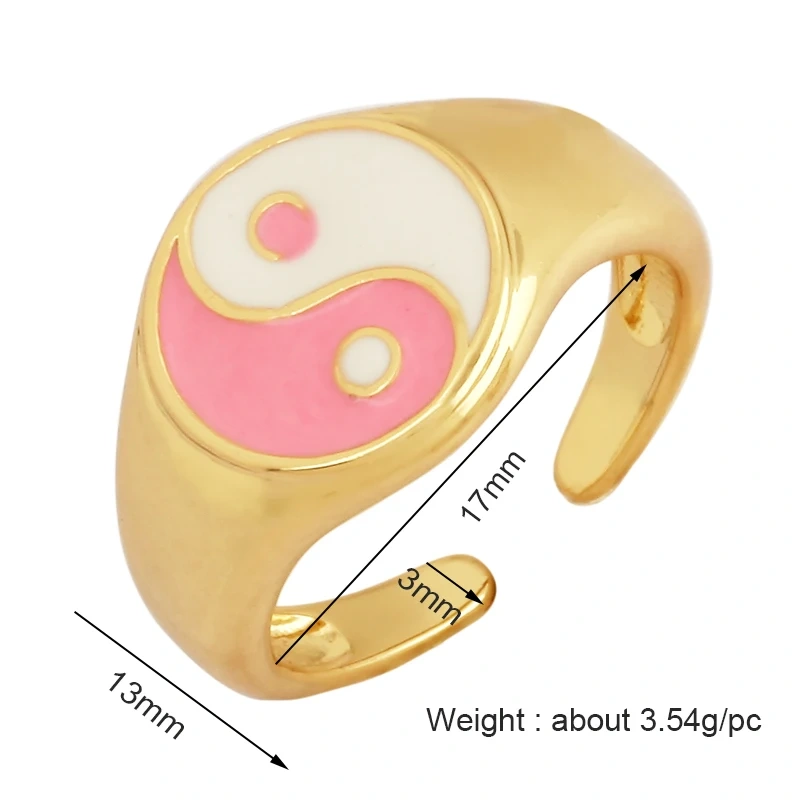 Trendy Mashup Style Punk Eye Colorful Finger Ring,18K Gold Plated Zircon Open Adjustable Rings Charm Jewelry Findings Supply P30