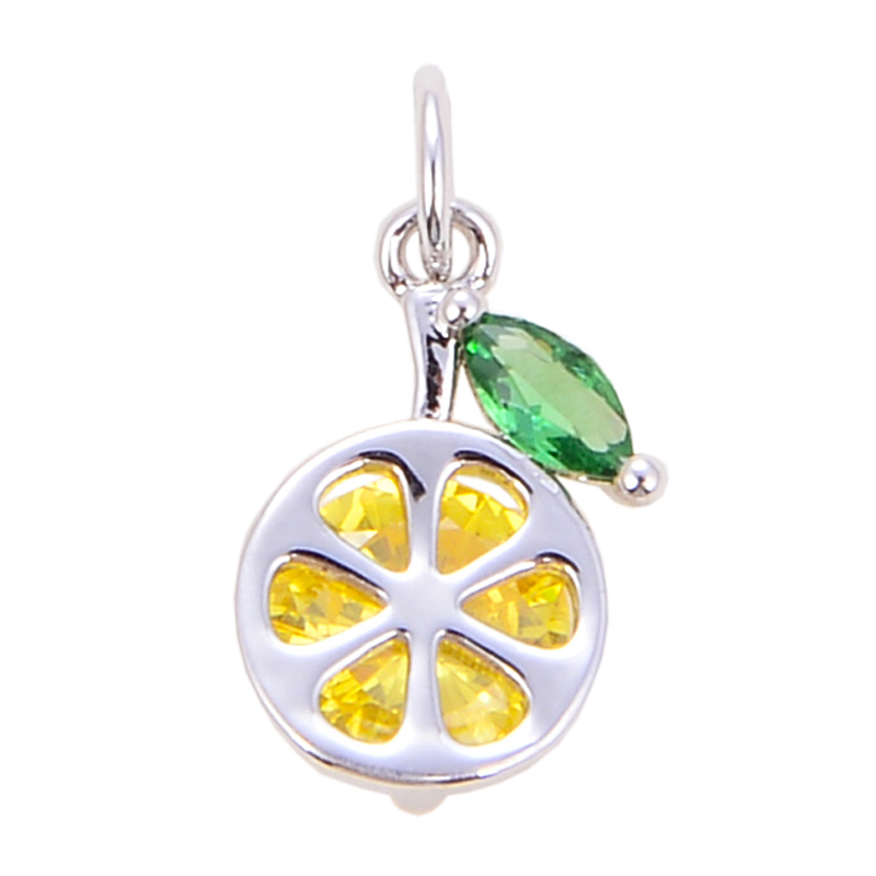 Mini Cute Colourful Zircon Cherry Strawberry Grape Fruit Charm Pendant,Sweet 18K Gold Plated Brass Necklace for Jewelry Findings