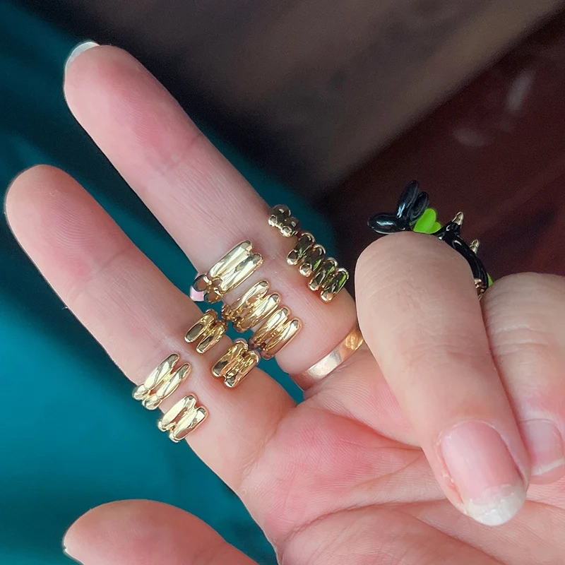 Ballon Dog Pet Puppy Enamel Finger Ring, Neon Pink Orange Blue Pendant Oil Dropped, Sweet  Party Jewelry Wholesale P03