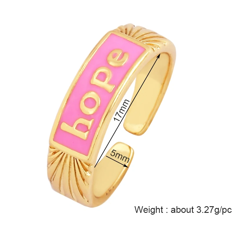 BABY LOVE HOPE DREAMER CHAOS Letter Charm Finger Ring,Colourful Enamel Coated Open Adjustable Rings Jewelry Findings Supplies