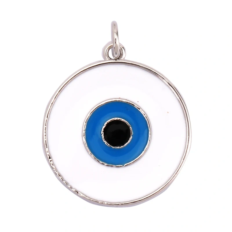 Evil Eye Charm Pendant,18K Real Gold Plated Cubic Zirconia CZ Paved Religours,Jewelry Necklace Bracelet Accessories Supplies K09