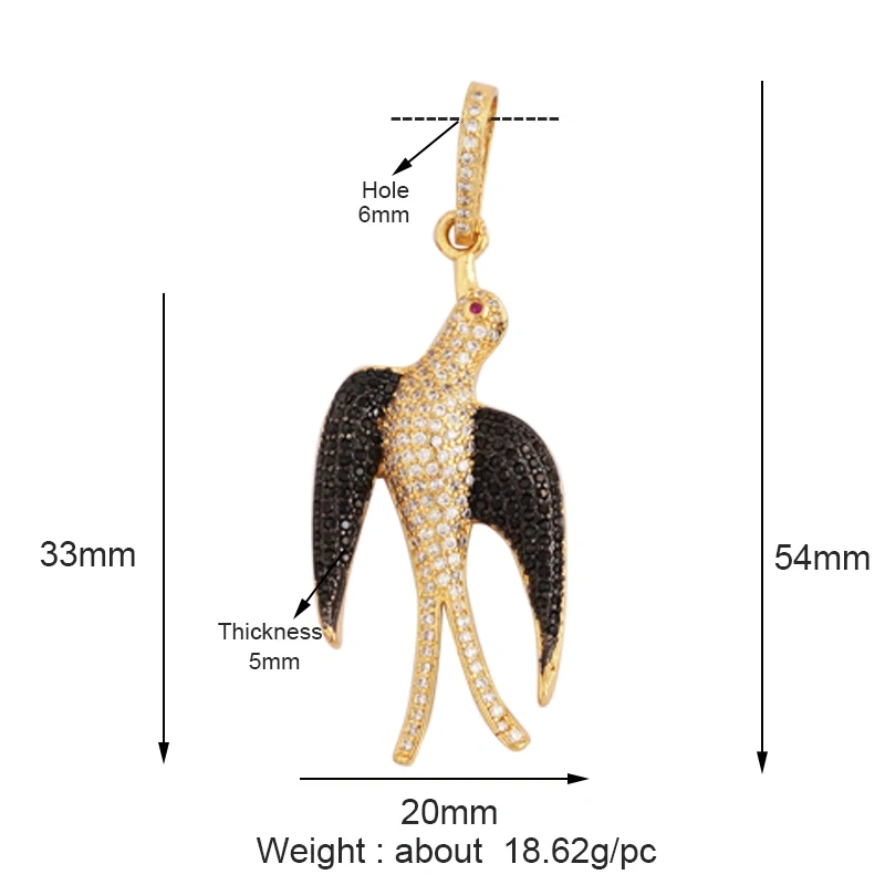 Swallow Tiger Leopard 3D Buffalo Cow Bull Head Elephant Animal Charm Pendant,18K Gold Plated Zircon Necklace Jewelry Supply