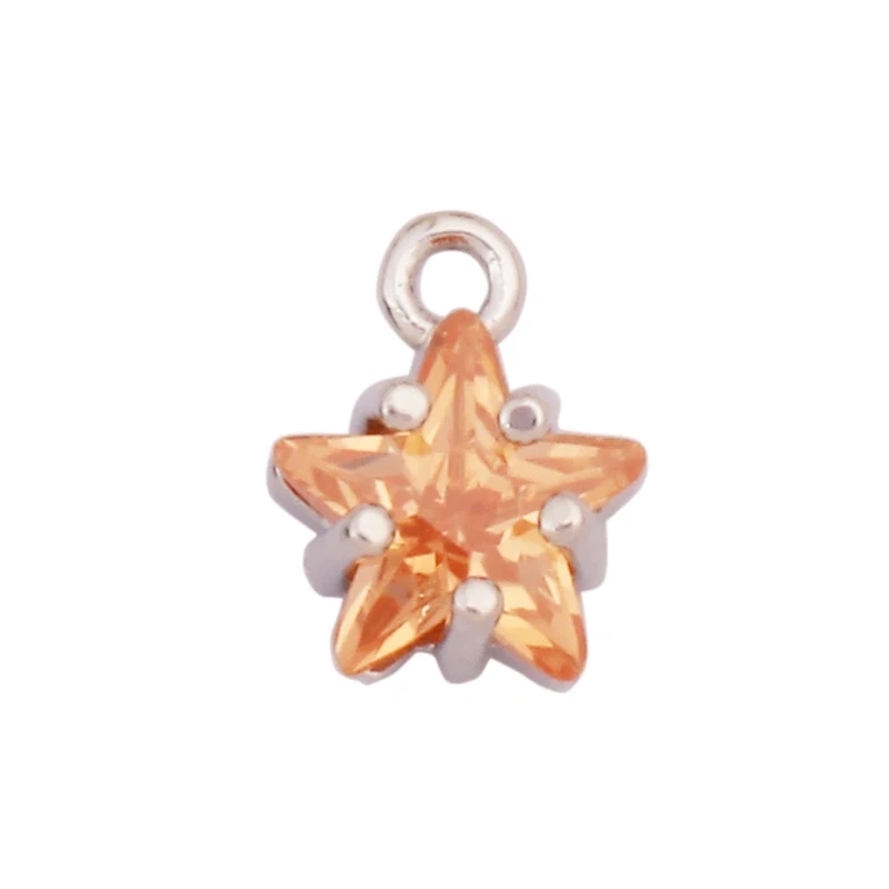 Mini Geometry Bezel Star Charm Pendant with Glass,Earring Attachment,18K Gold Plated CZ Pave Jewelry Findings Accessories K48