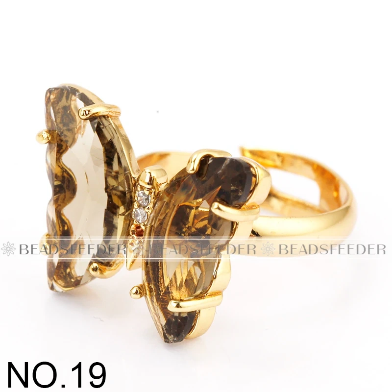Butterfly Finger Ring Mariposa Fashion Romantic Sweet Colorful Transparent Crystal Women's Adjustable Ring Girl Party Jewelry