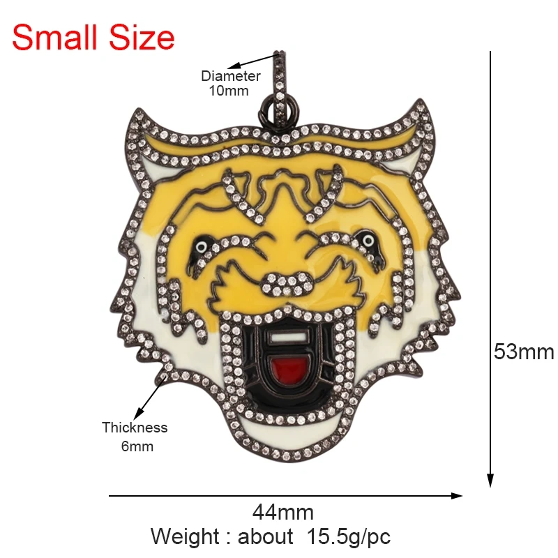 Swallow Tiger Leopard 3D Buffalo Cow Bull Head Elephant Animal Charm Pendant,18K Gold Plated Zircon Necklace Jewelry Supply