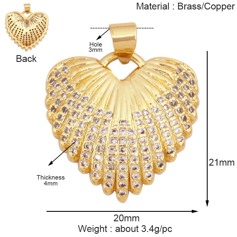 Trendy Colourful Zircon Love Heart Charm Pendant,18K Gold Plated Necklace Bracelet DIY Handmade Jewelry Making Supplies K57