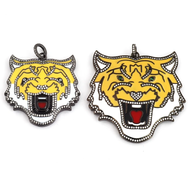 Swallow Tiger Leopard 3D Buffalo Cow Bull Head Elephant Animal Charm Pendant,18K Gold Plated Zircon Necklace Jewelry Supply