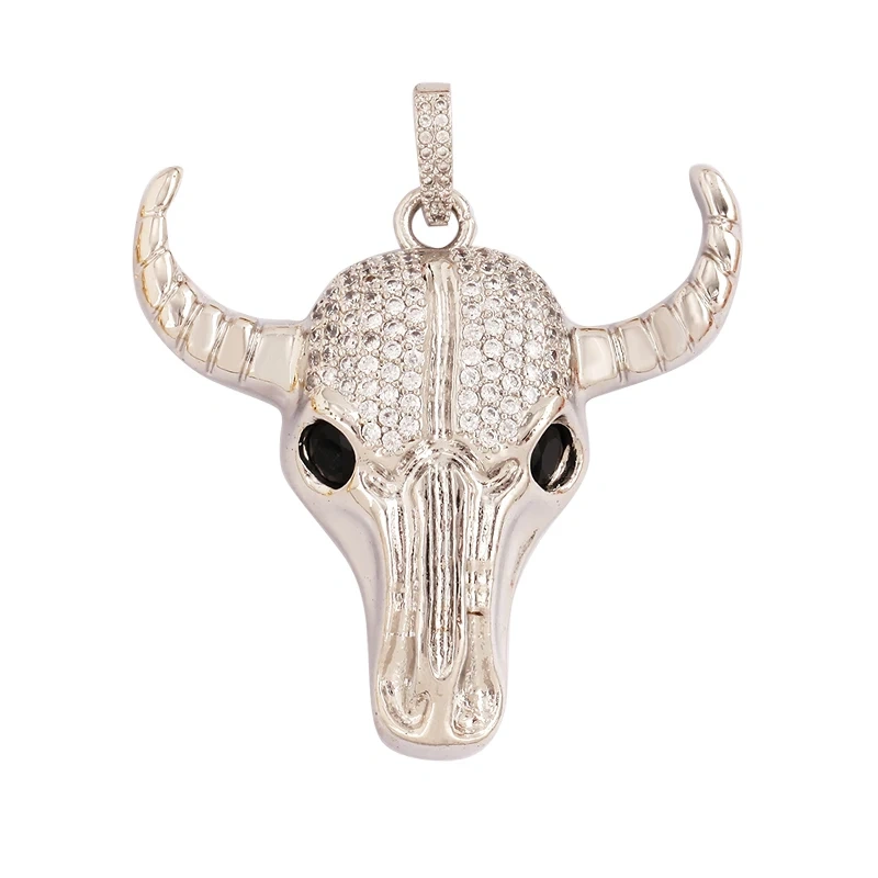 Swallow Tiger Leopard 3D Buffalo Cow Bull Head Elephant Animal Charm Pendant,18K Gold Plated Zircon Necklace Jewelry Supply