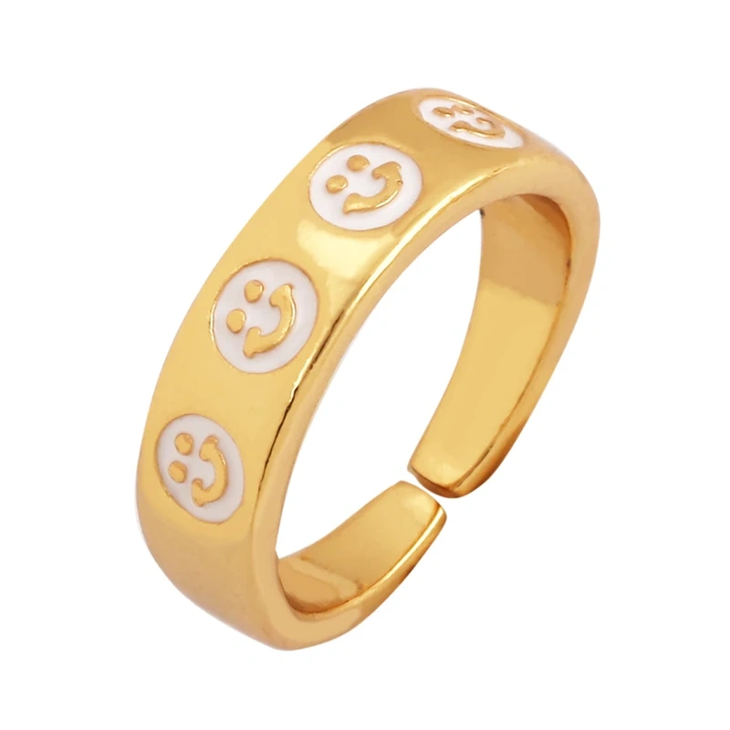 Fashion Romantic Sweet Flower  Happy Face Angel Finger Ring,18K Gold Plated Zircon Open Adjustable Rings Jewelry Findings P17