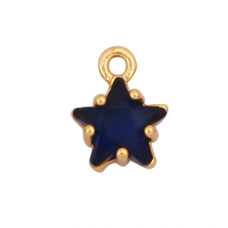 Mini Geometry Bezel Star Charm Pendant with Glass,Earring Attachment,18K Gold Plated CZ Pave Jewelry Findings Accessories K48