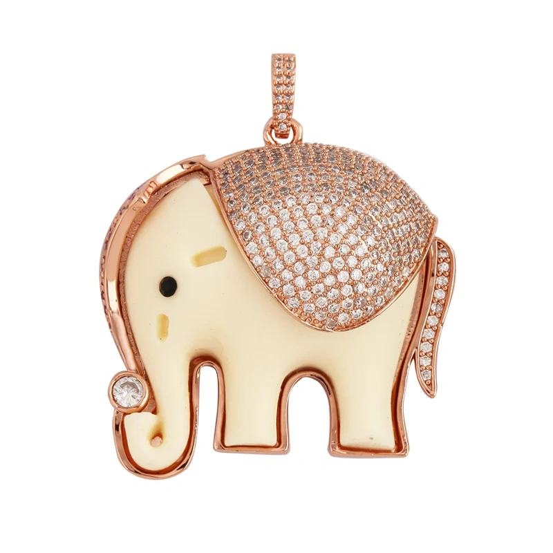 Swallow Tiger Leopard 3D Buffalo Cow Bull Head Elephant Animal Charm Pendant,18K Gold Plated Zircon Necklace Jewelry Supply