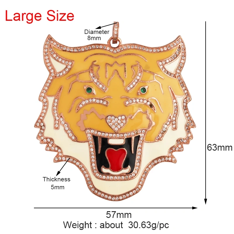 Swallow Tiger Leopard 3D Buffalo Cow Bull Head Elephant Animal Charm Pendant,18K Gold Plated Zircon Necklace Jewelry Supply